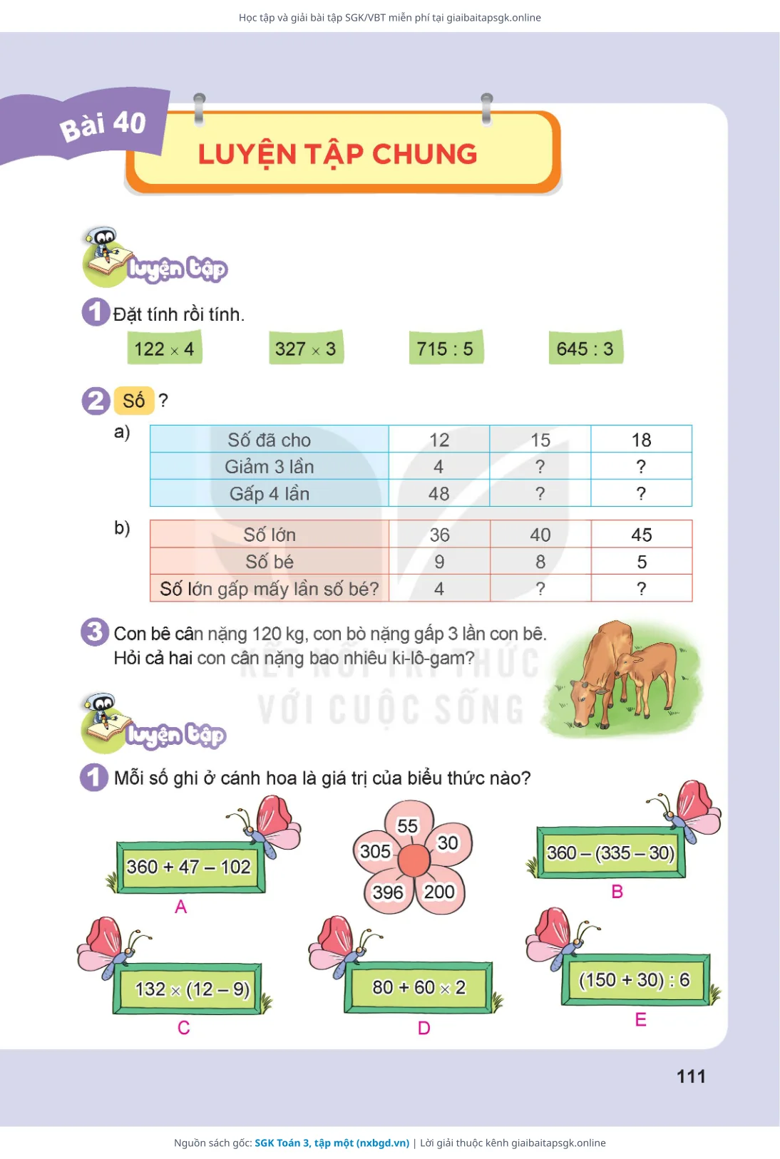 Trang 112 sách giáo khoa SGK Toán 3, tập một thu nhỏ