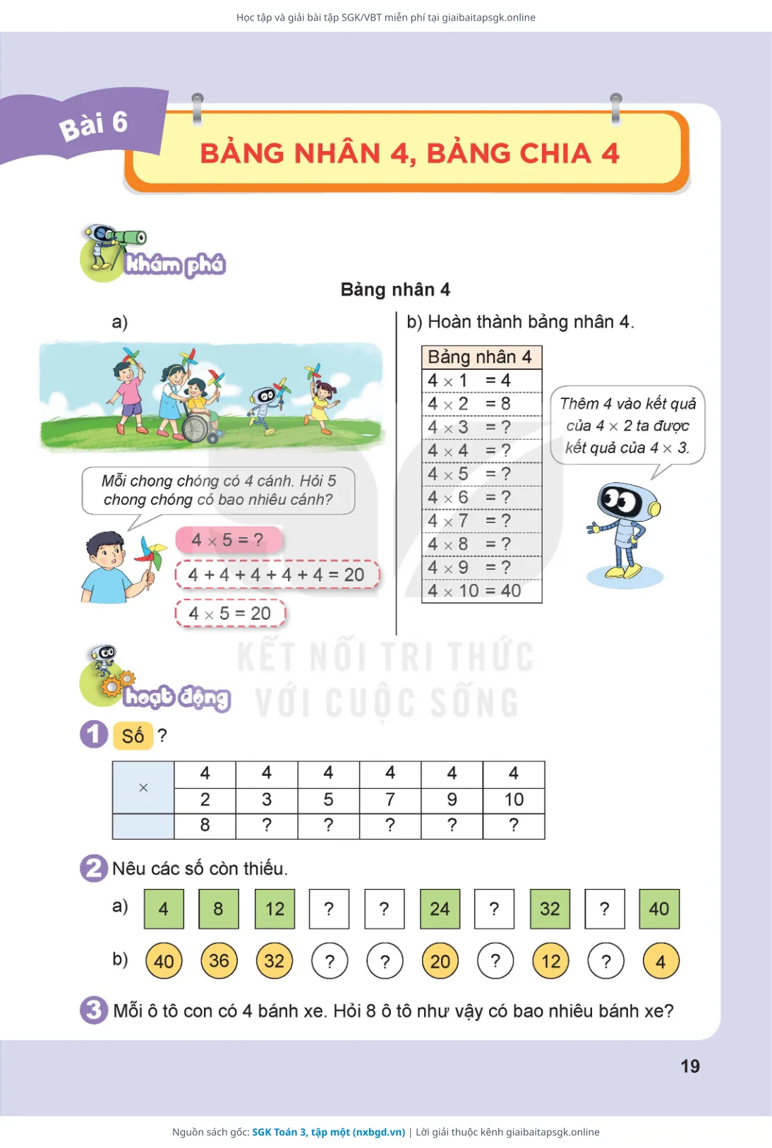 Trang 20 sách giáo khoa SGK Toán 3, tập một thu nhỏ