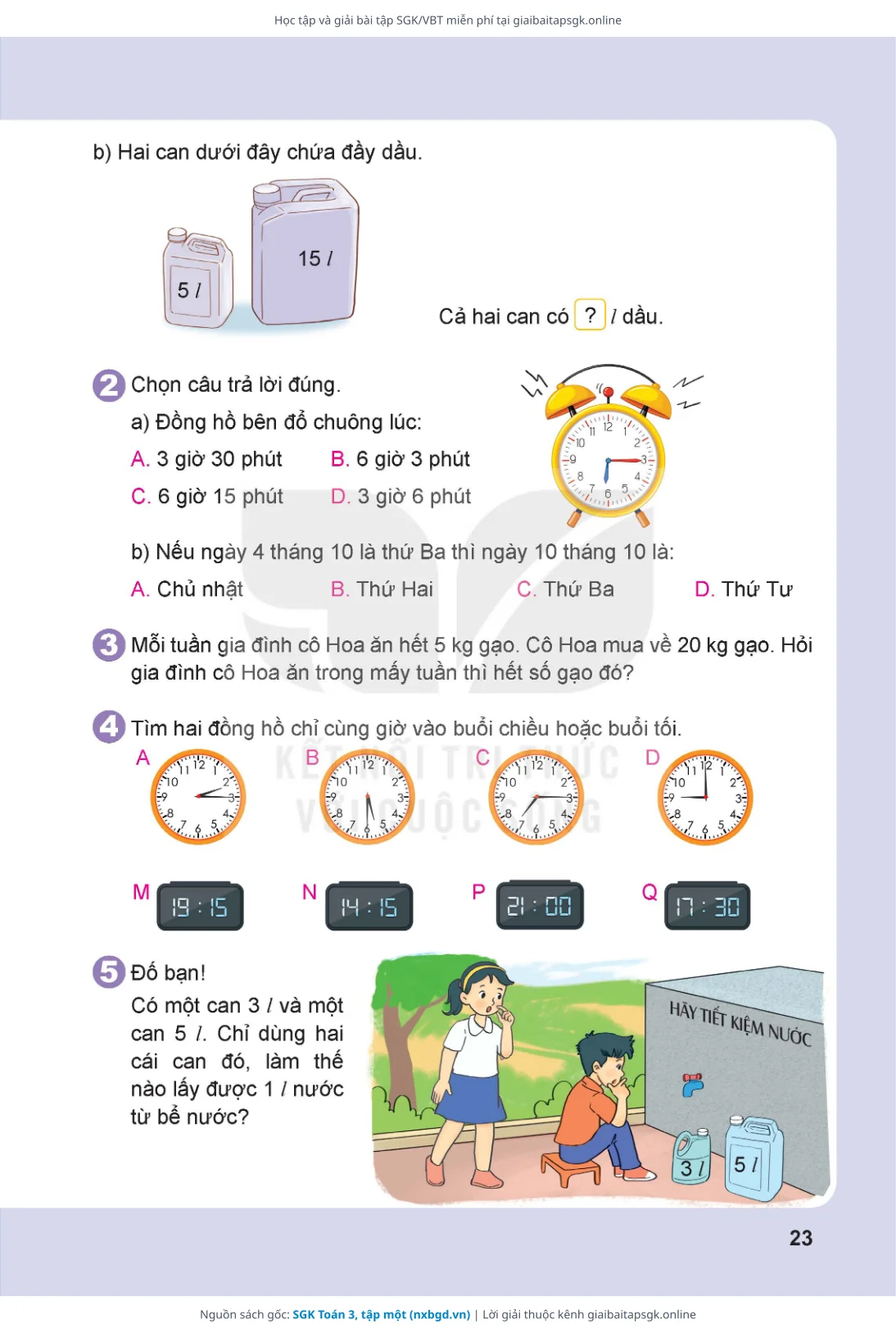 Trang 23 sách giáo khoa SGK Toán 3, tập một bản chuẩn
