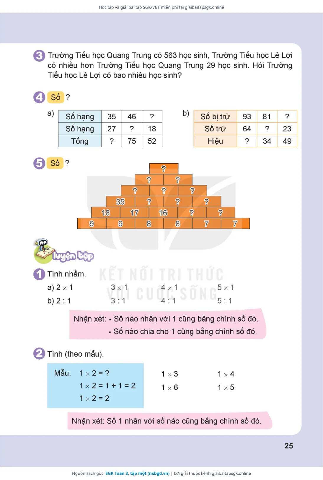 Trang 26 sách giáo khoa SGK Toán 3, tập một thu nhỏ