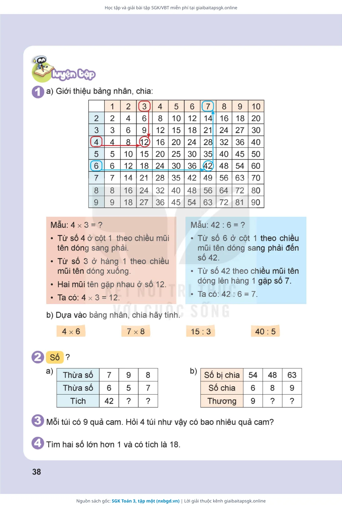 Trang 39 sách giáo khoa SGK Toán 3, tập một thu nhỏ