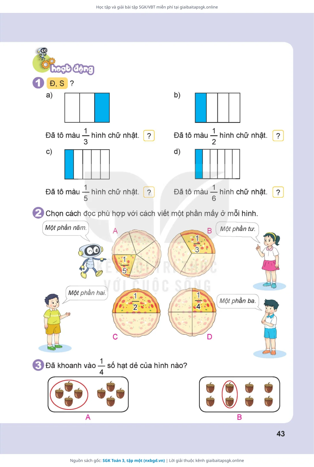 Trang 44 sách giáo khoa SGK Toán 3, tập một thu nhỏ