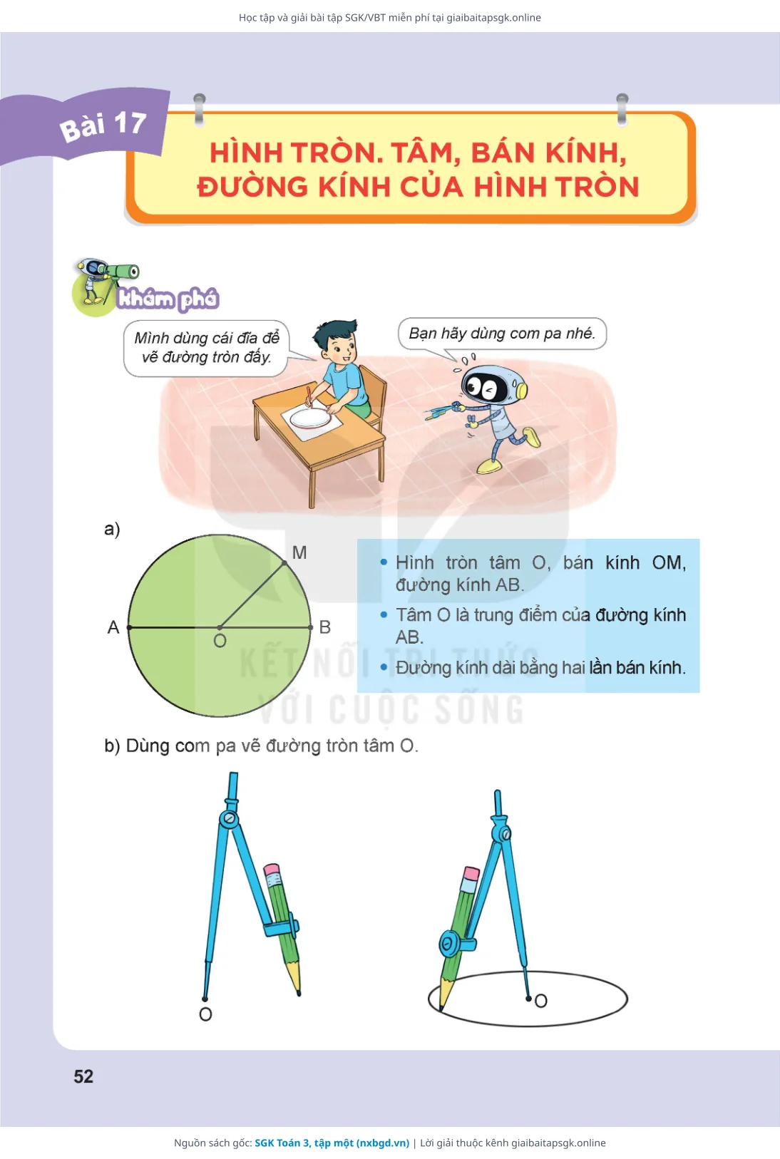 Trang 52 sách giáo khoa SGK Toán 3, tập một bản chuẩn