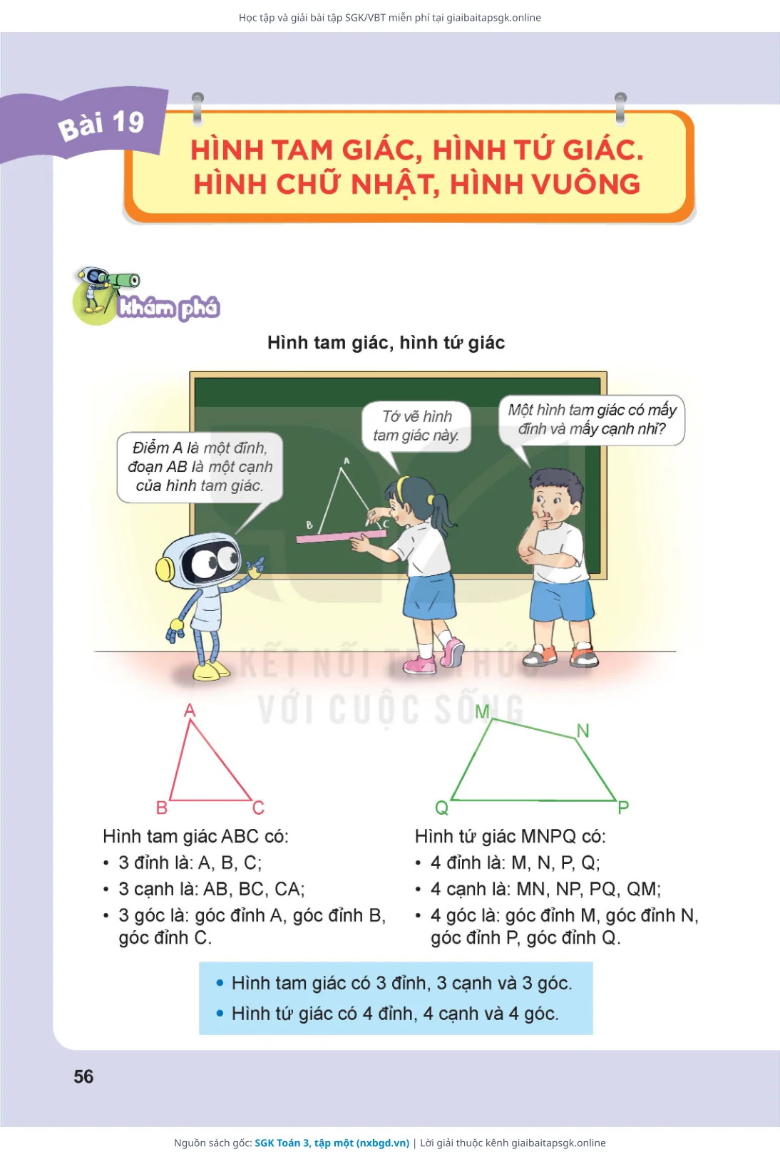 Trang 56 sách giáo khoa SGK Toán 3, tập một bản chuẩn