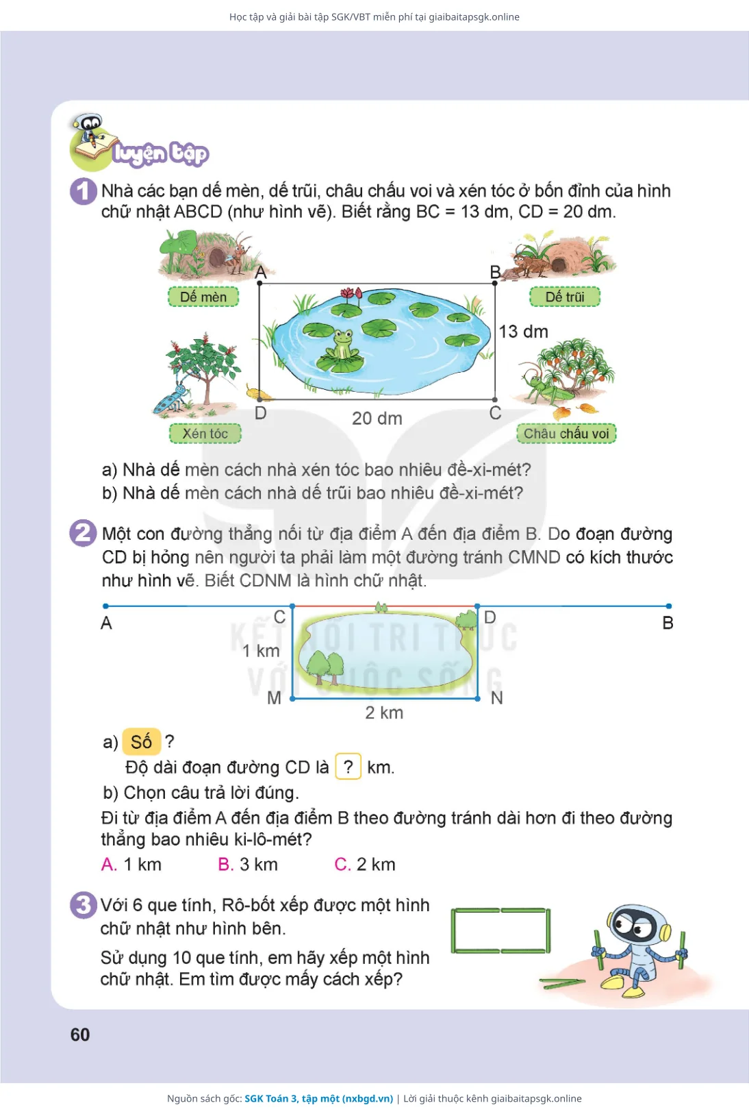 Trang 61 sách giáo khoa SGK Toán 3, tập một thu nhỏ