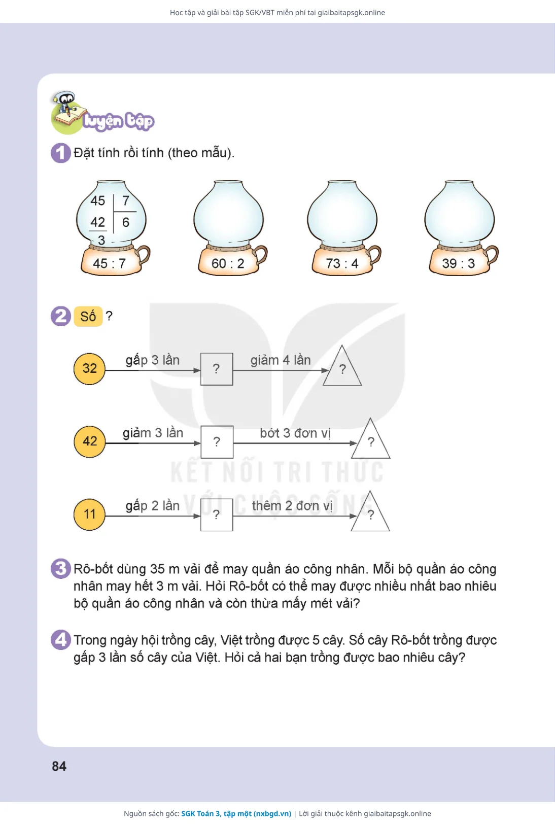 Trang 85 sách giáo khoa SGK Toán 3, tập một thu nhỏ