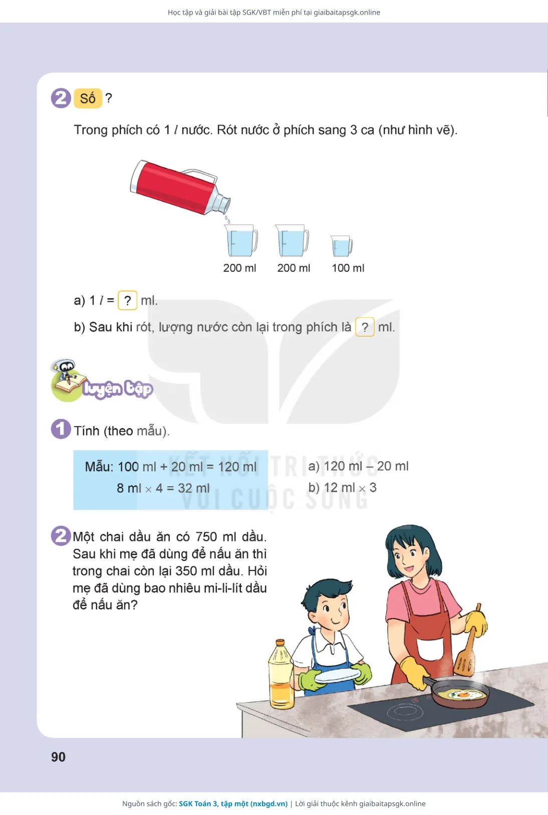 Trang 91 sách giáo khoa SGK Toán 3, tập một thu nhỏ