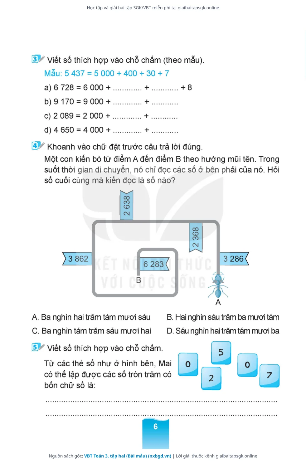 Trang 7 sách giáo khoa VBT Toán 3, tập hai (Bài mẫu) thu nhỏ