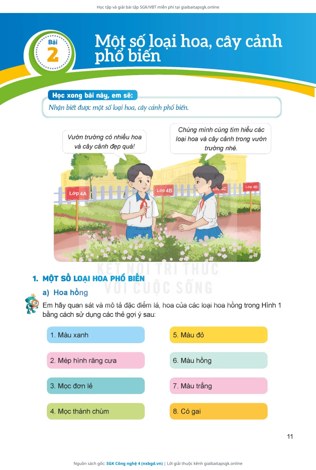 Trang 11 sách giáo khoa SGK Công nghệ 4 bản chuẩn
