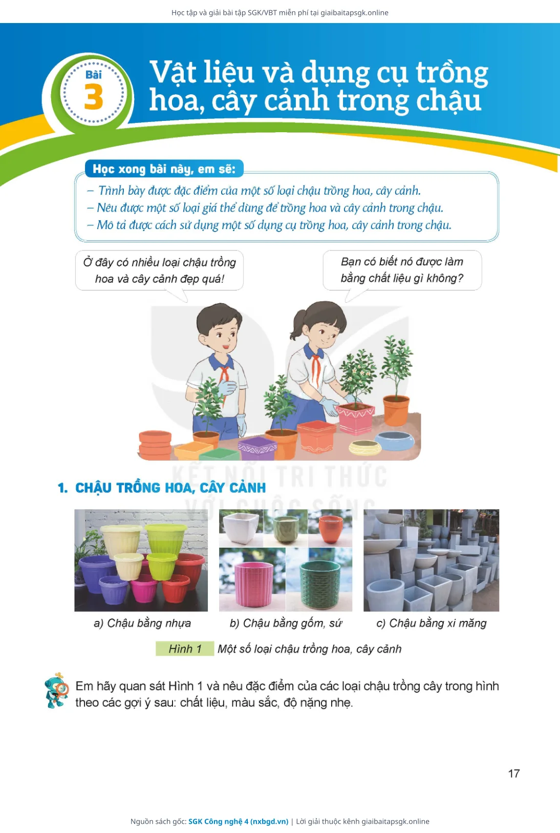Trang 18 sách giáo khoa SGK Công nghệ 4 thu nhỏ