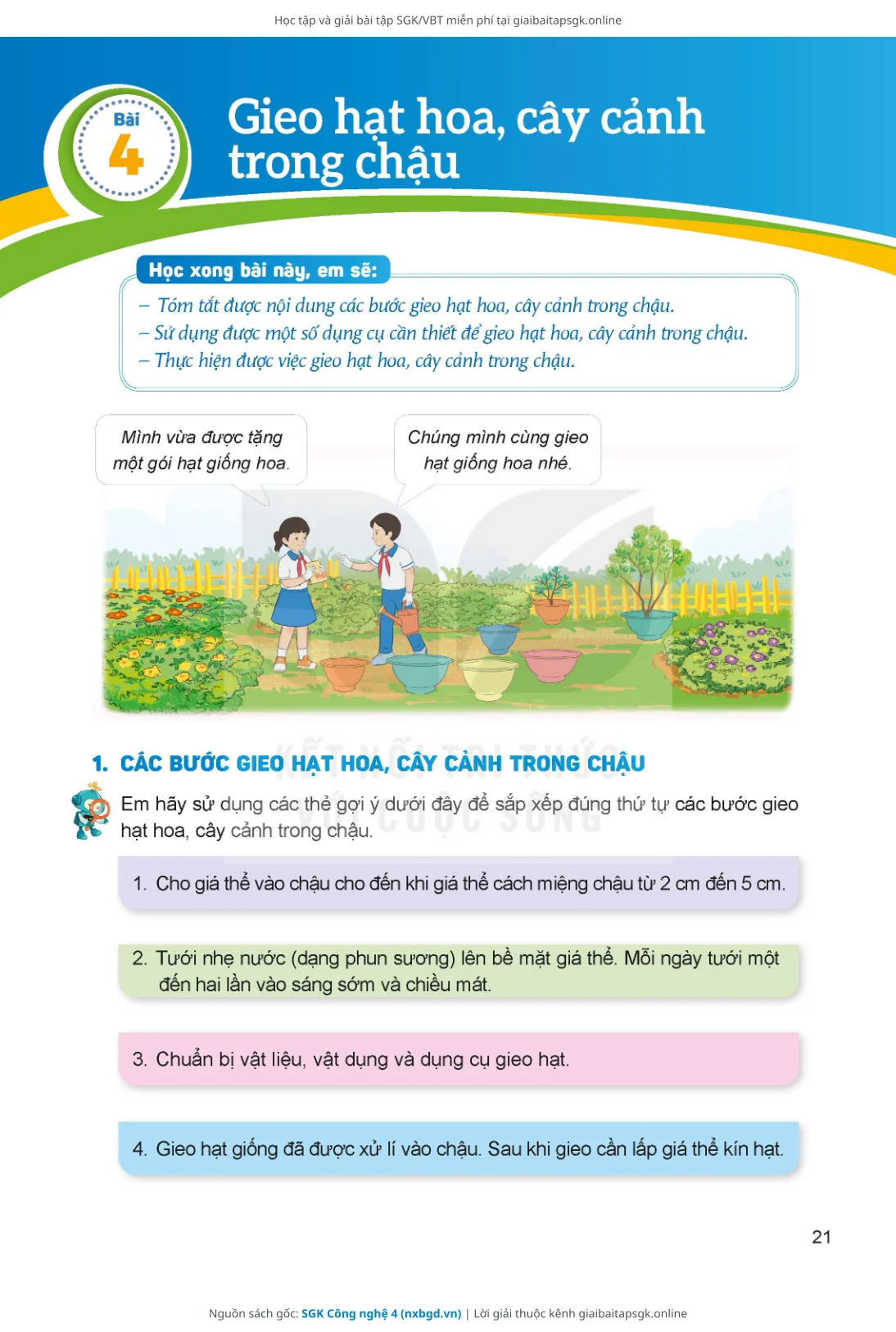 Trang 22 sách giáo khoa SGK Công nghệ 4 thu nhỏ
