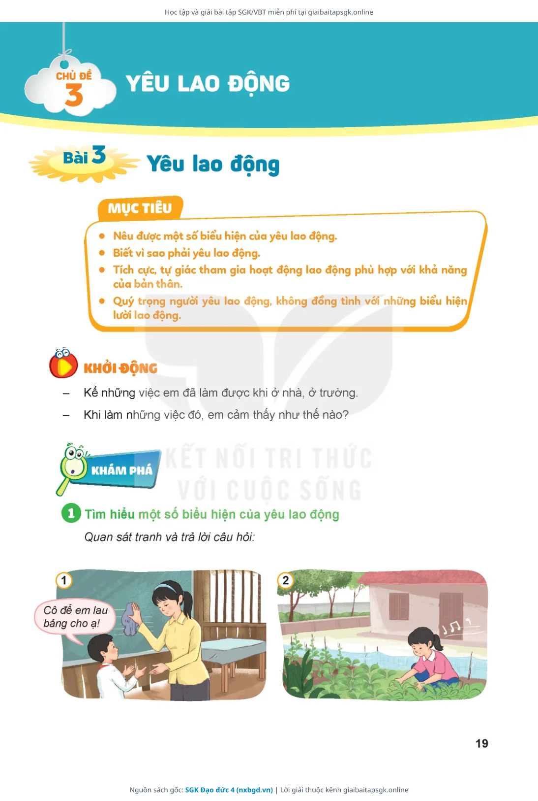 Trang 19 sách giáo khoa SGK Đạo đức 4 bản chuẩn