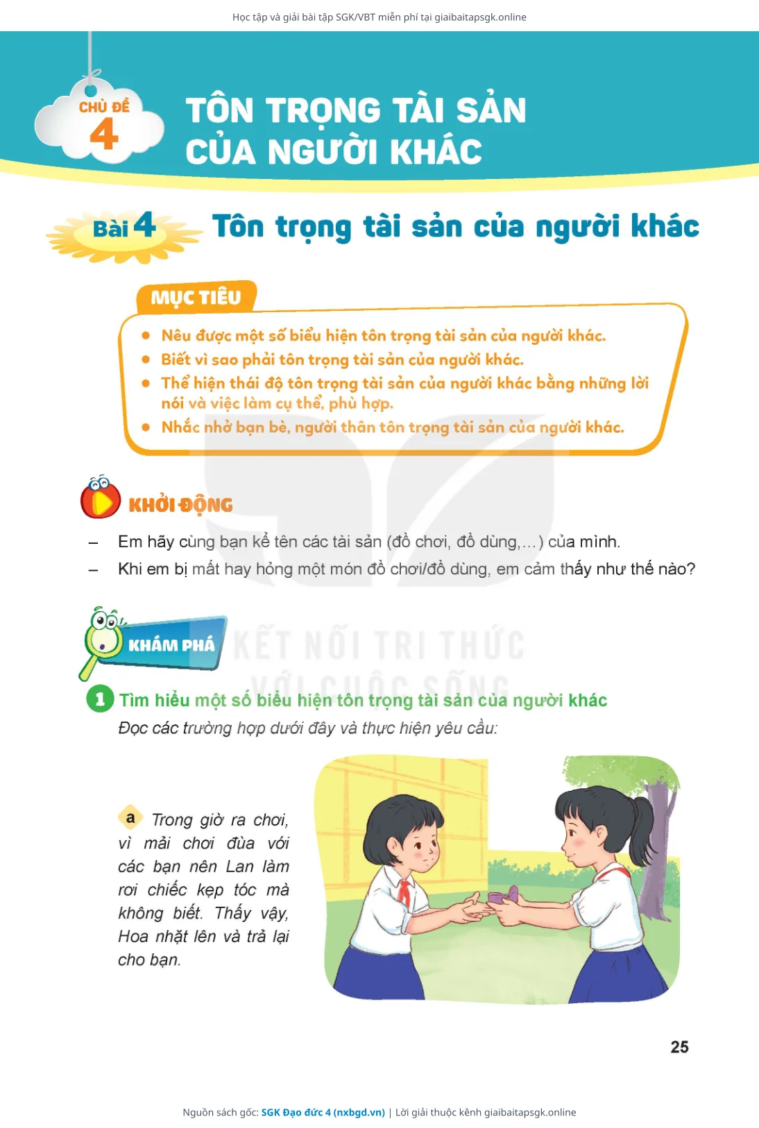 Trang 25 sách giáo khoa SGK Đạo đức 4 bản chuẩn