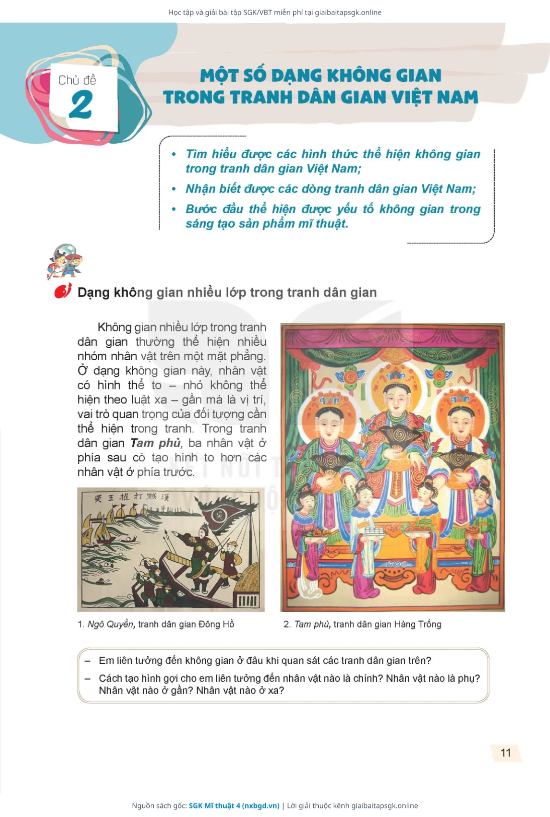 Trang 11 sách giáo khoa SGK Mĩ thuật 4 bản chuẩn