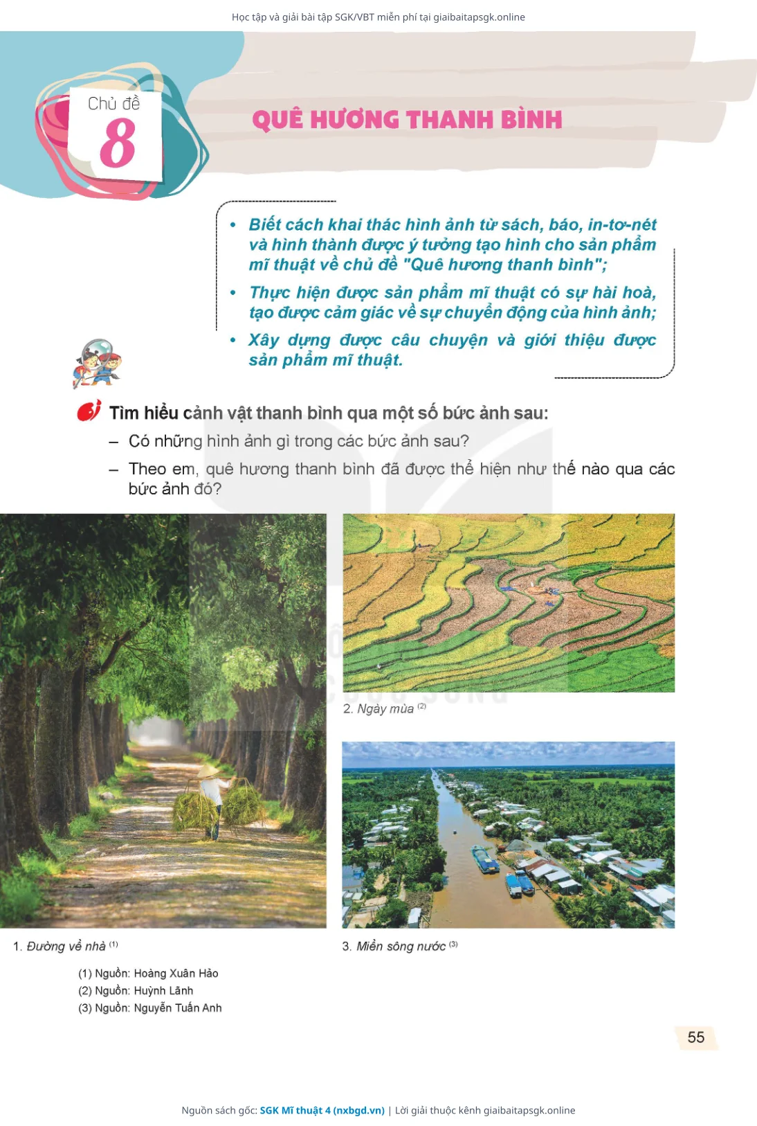 Trang 55 sách giáo khoa SGK Mĩ thuật 4 bản chuẩn