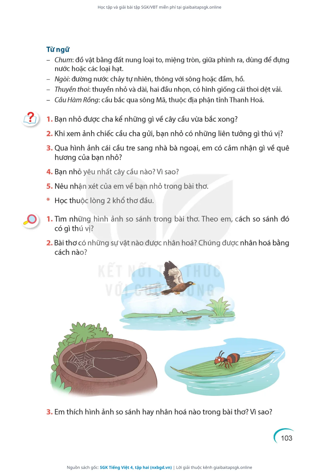 Trang 103 sách giáo khoa SGK Tiếng Việt 4, tập hai thu nhỏ