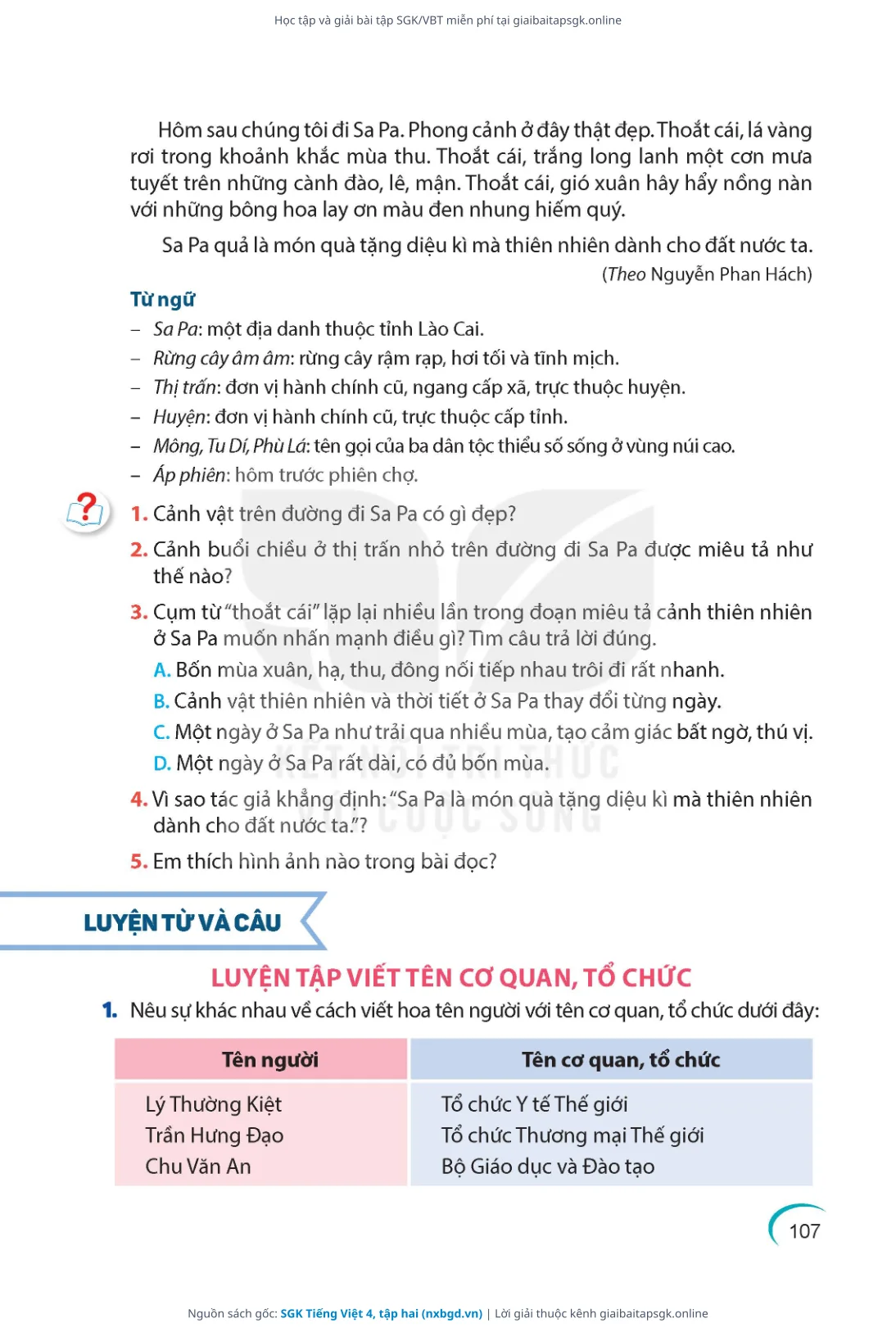 Trang 108 sách giáo khoa SGK Tiếng Việt 4, tập hai thu nhỏ