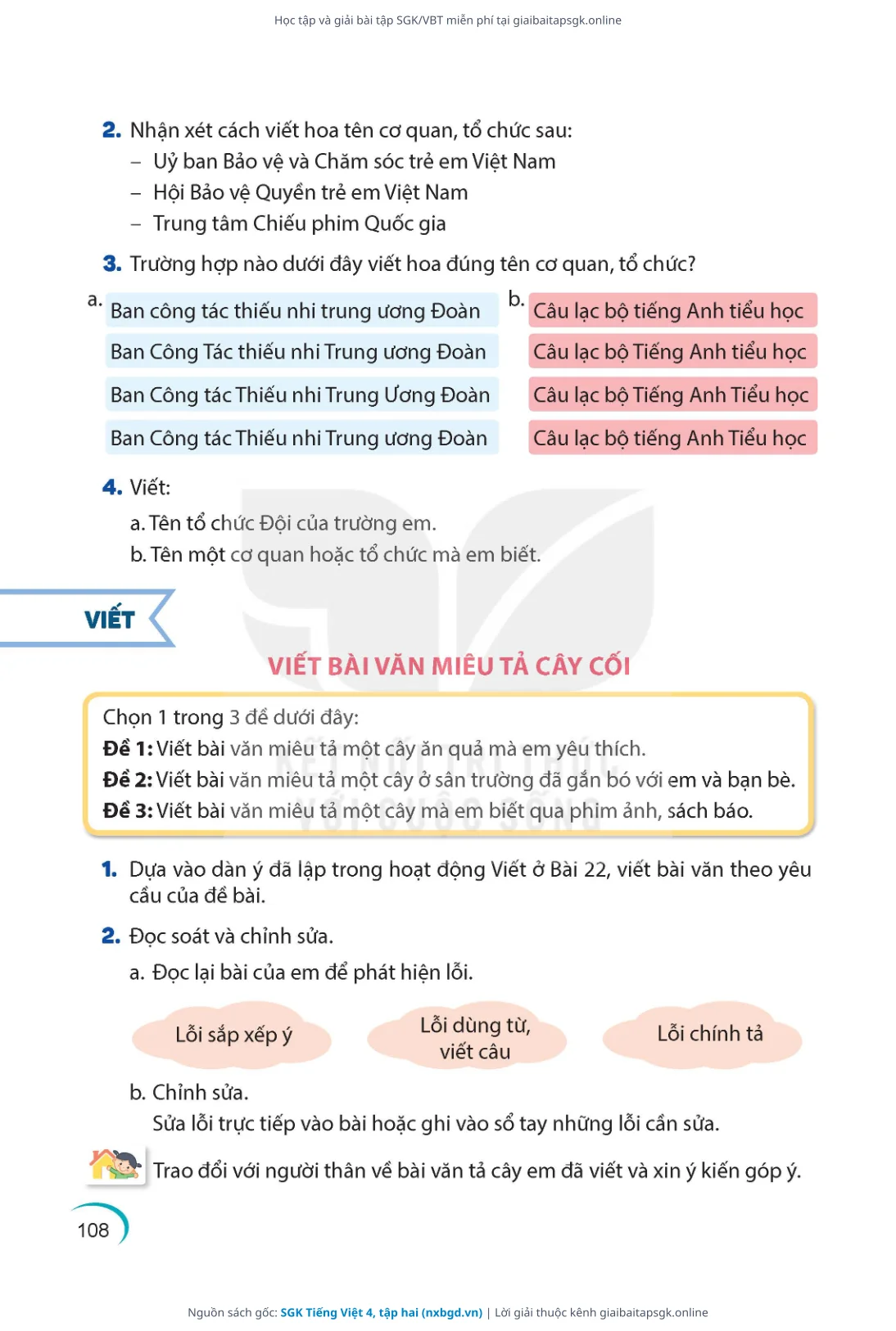 Trang 109 sách giáo khoa SGK Tiếng Việt 4, tập hai thu nhỏ