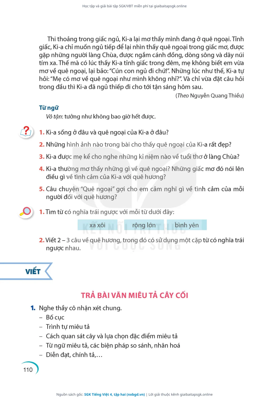 Trang 111 sách giáo khoa SGK Tiếng Việt 4, tập hai thu nhỏ