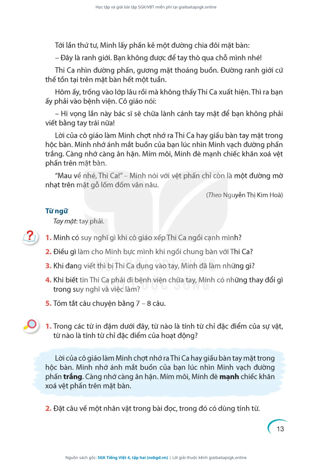 Trang 14 sách giáo khoa SGK Tiếng Việt 4, tập hai thu nhỏ