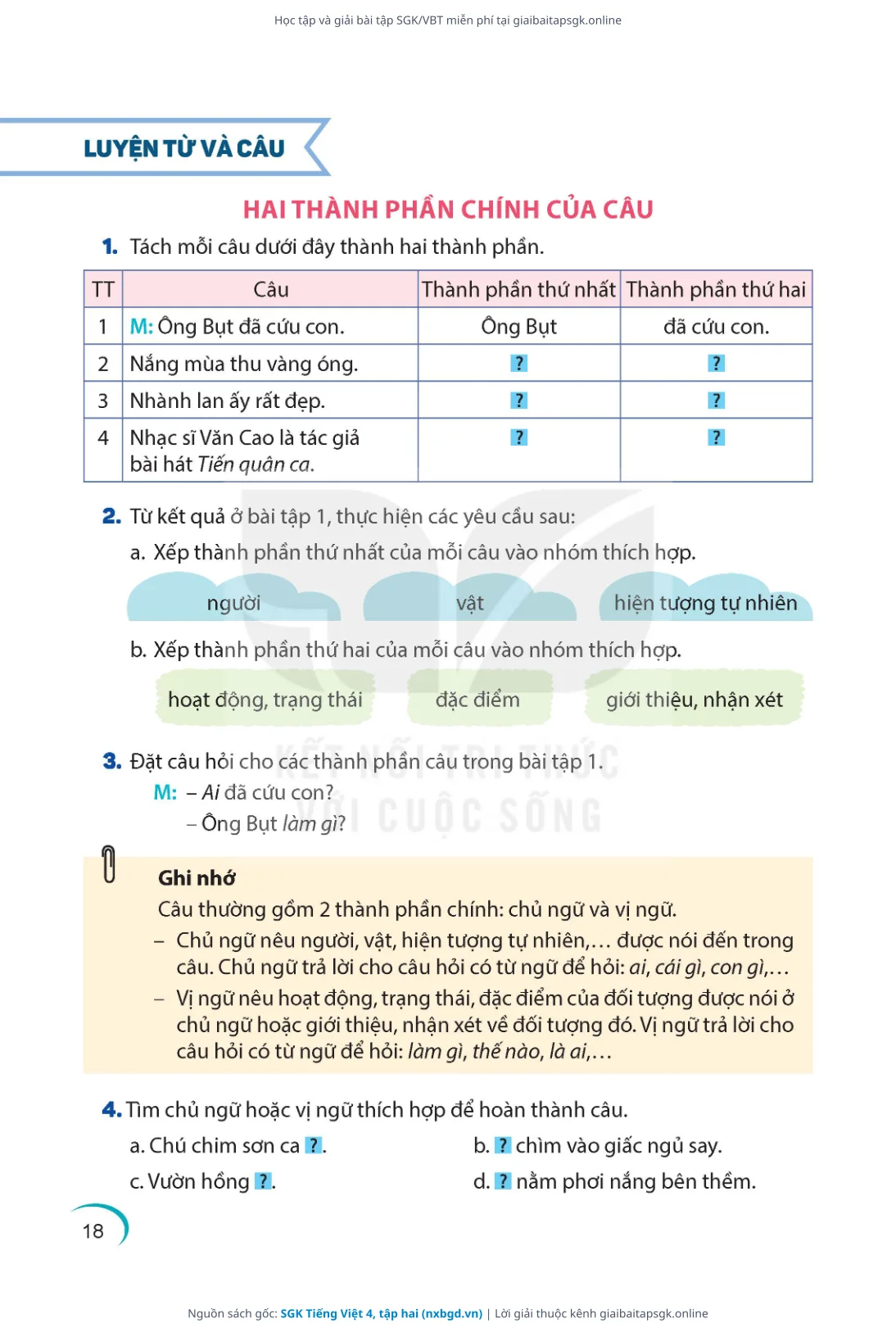 Trang 19 sách giáo khoa SGK Tiếng Việt 4, tập hai thu nhỏ