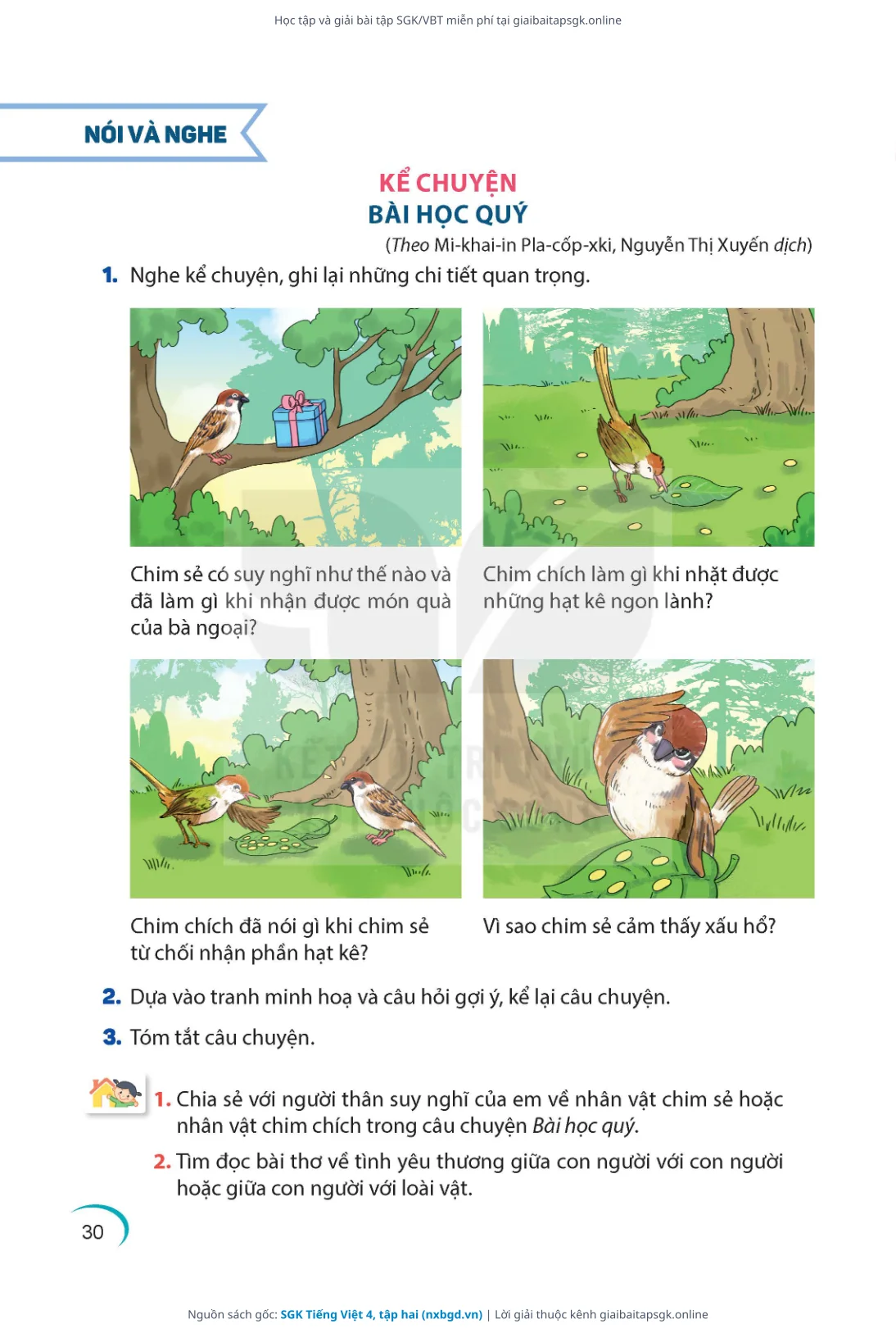 Trang 31 sách giáo khoa SGK Tiếng Việt 4, tập hai thu nhỏ