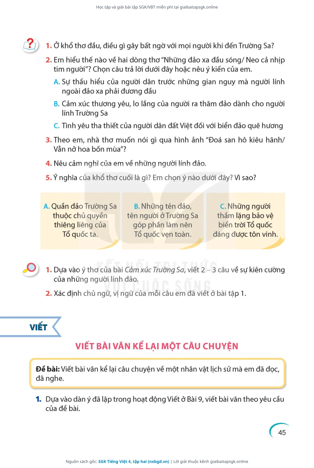 Trang 45 sách giáo khoa SGK Tiếng Việt 4, tập hai thu nhỏ