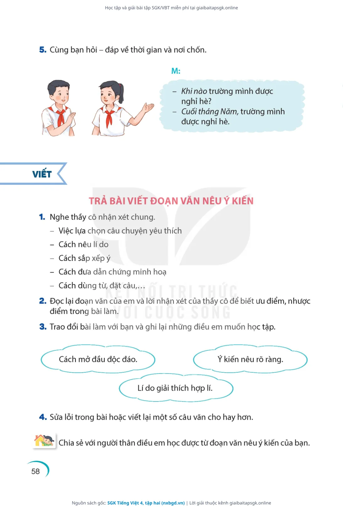 Trang 59 sách giáo khoa SGK Tiếng Việt 4, tập hai thu nhỏ