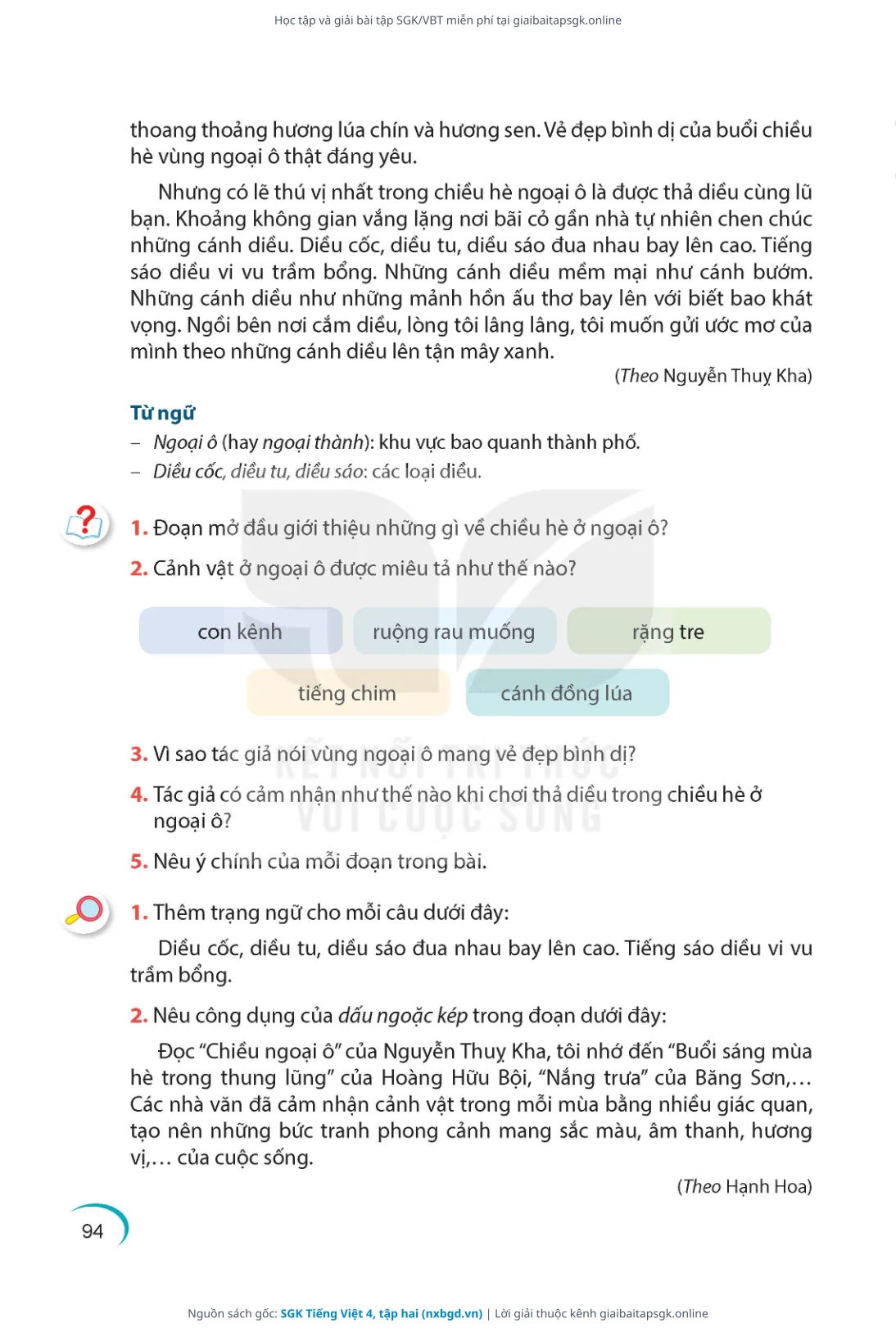 Trang 95 sách giáo khoa SGK Tiếng Việt 4, tập hai thu nhỏ