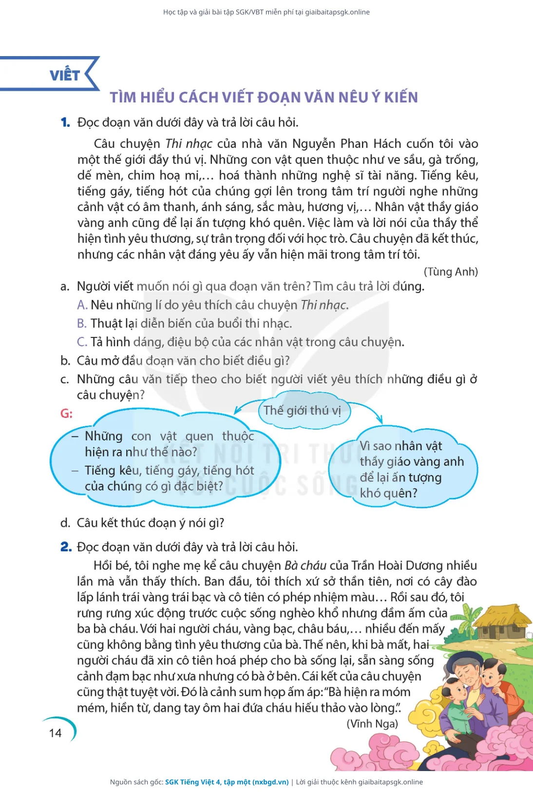 Trang 14 sách giáo khoa SGK Tiếng Việt 4, tập một thu nhỏ