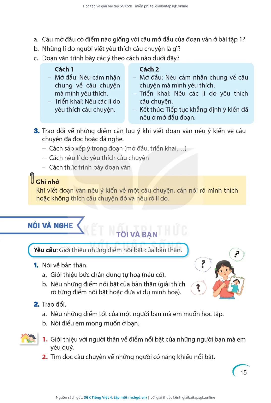 Trang 15 sách giáo khoa SGK Tiếng Việt 4, tập một thu nhỏ
