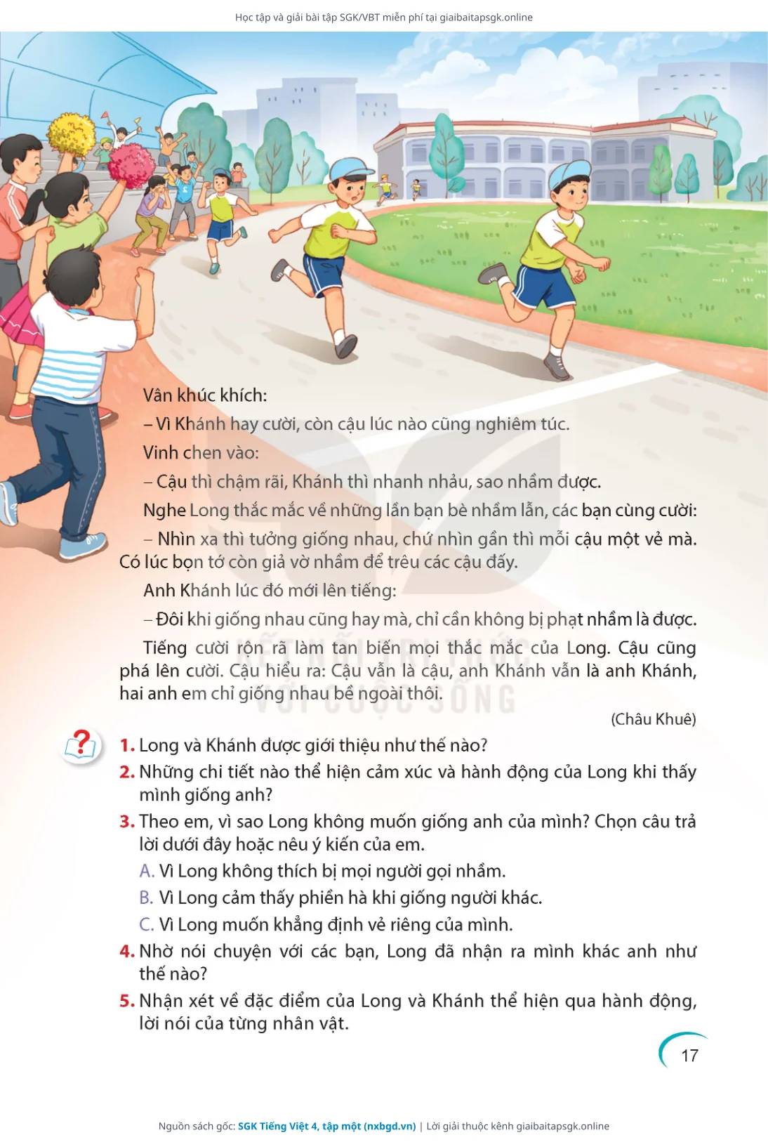 Trang 17 sách giáo khoa SGK Tiếng Việt 4, tập một thu nhỏ