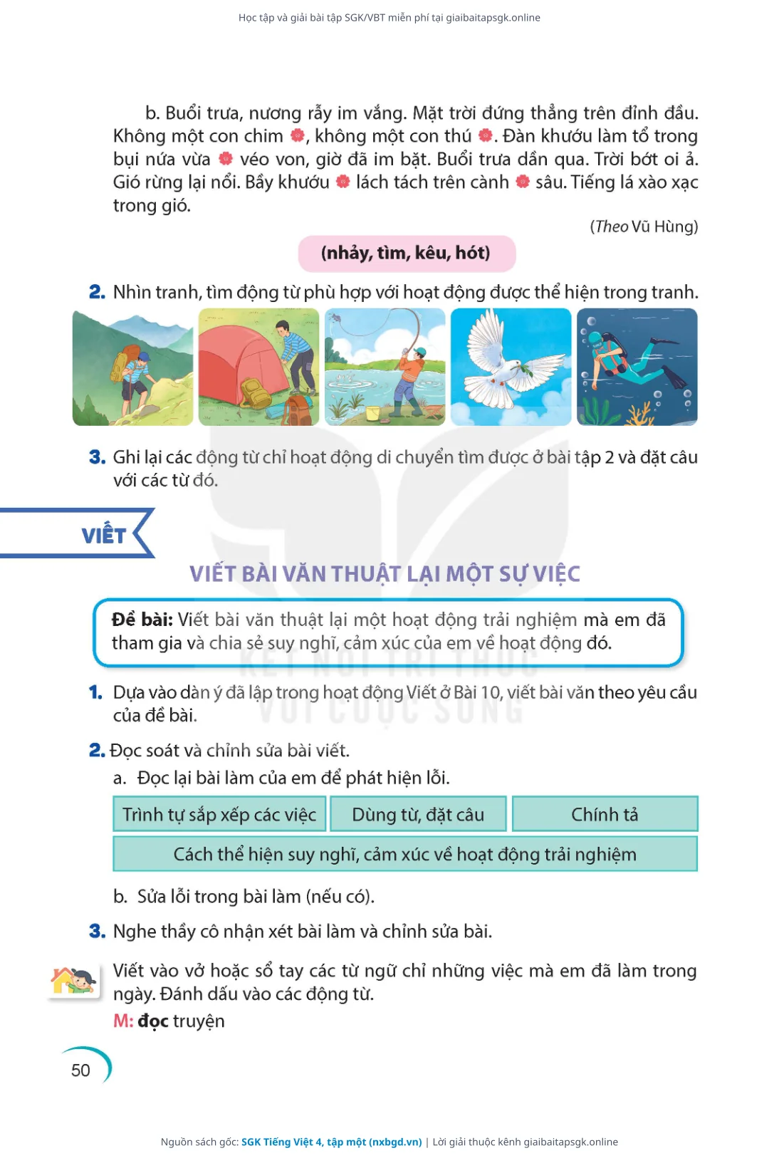 Trang 50 sách giáo khoa SGK Tiếng Việt 4, tập một thu nhỏ
