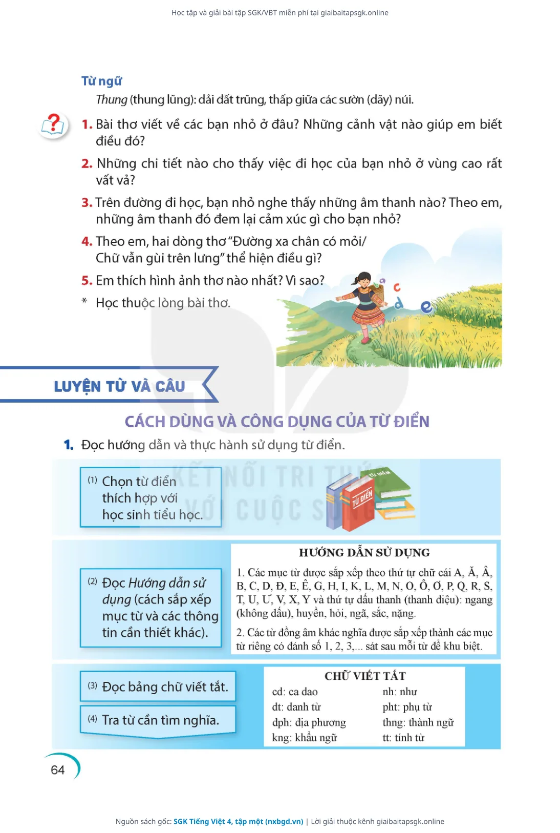 Trang 64 sách giáo khoa SGK Tiếng Việt 4, tập một thu nhỏ