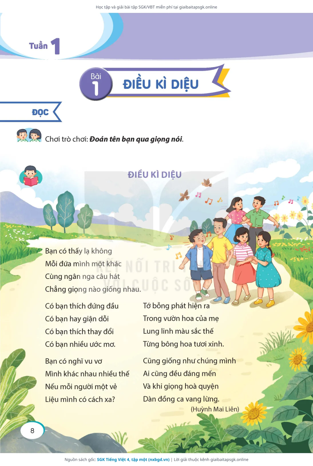 Trang 8 sách giáo khoa SGK Tiếng Việt 4, tập một bản chuẩn