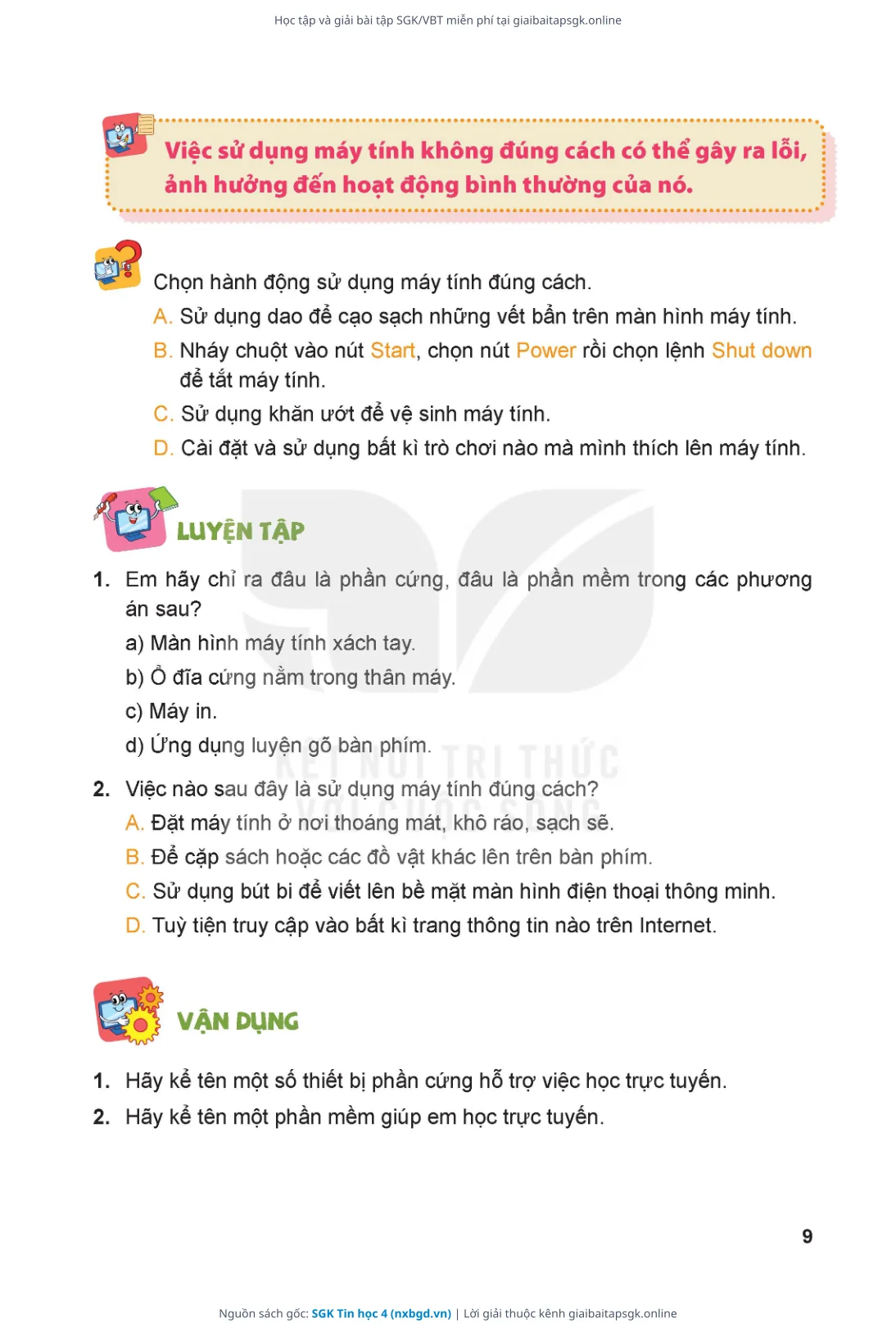 Trang 10 sách giáo khoa SGK Tin học 4 thu nhỏ