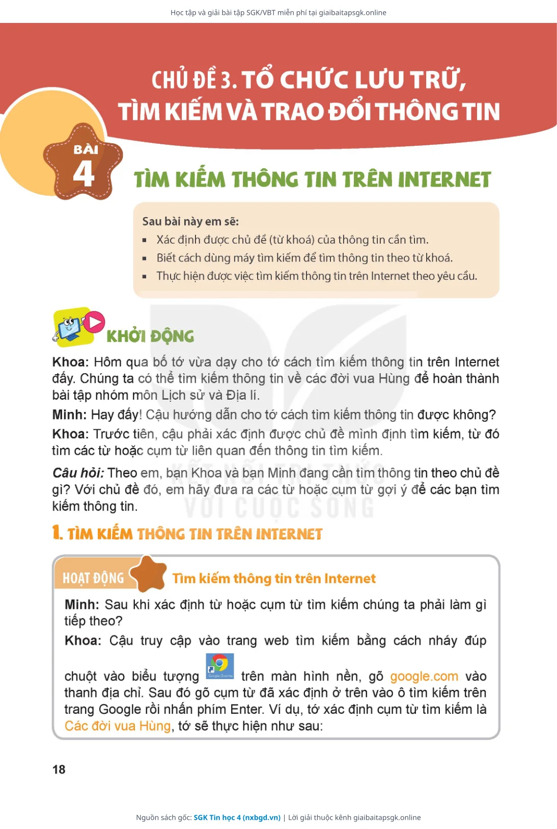 Trang 18 sách giáo khoa SGK Tin học 4 bản chuẩn