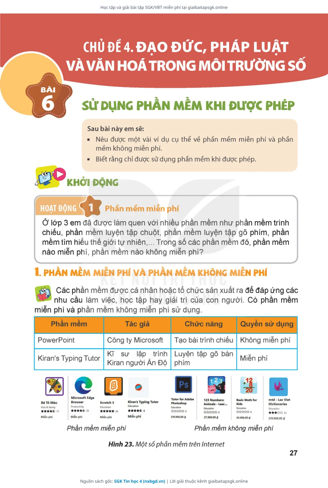 Trang 27 sách giáo khoa SGK Tin học 4 bản chuẩn