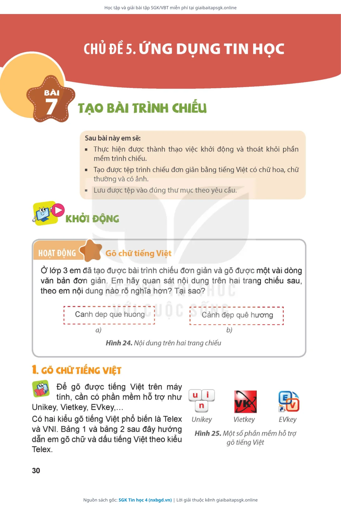 Trang 30 sách giáo khoa SGK Tin học 4 bản chuẩn
