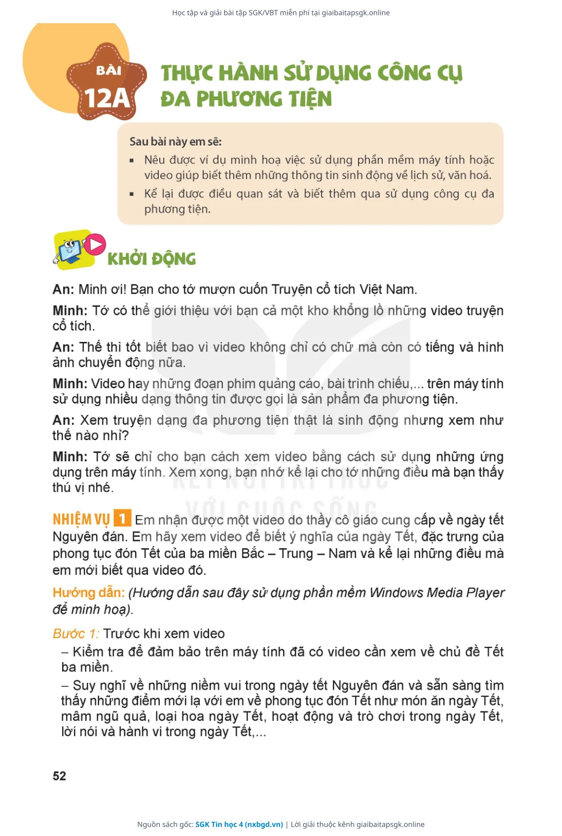 Trang 52 sách giáo khoa SGK Tin học 4 bản chuẩn
