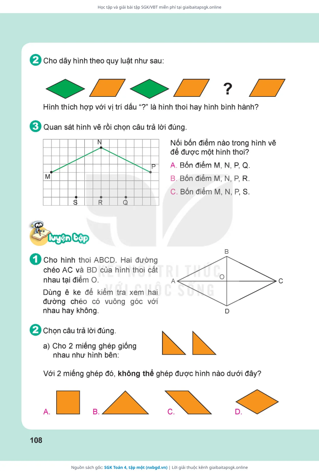 Trang 109 sách giáo khoa SGK Toán 4, tập một thu nhỏ