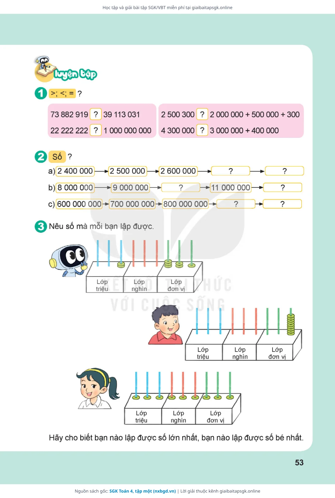 Trang 54 sách giáo khoa SGK Toán 4, tập một thu nhỏ