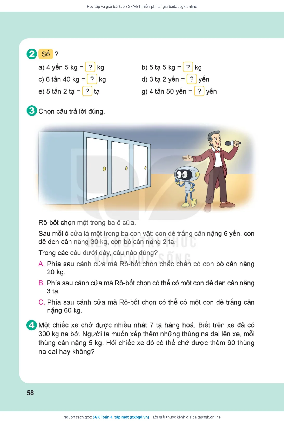 Trang 59 sách giáo khoa SGK Toán 4, tập một thu nhỏ