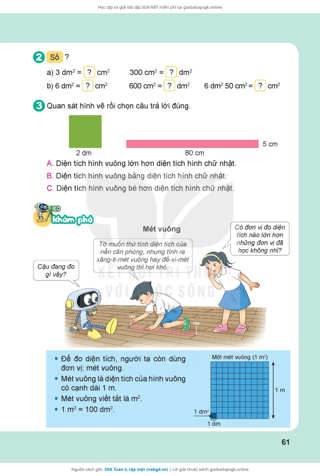 Trang 62 sách giáo khoa SGK Toán 4, tập một thu nhỏ