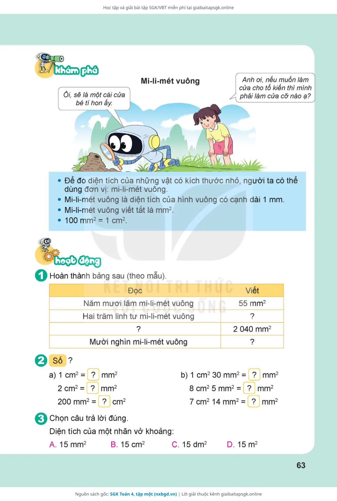 Trang 64 sách giáo khoa SGK Toán 4, tập một thu nhỏ