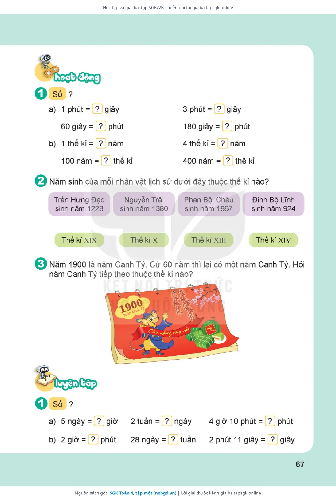 Trang 68 sách giáo khoa SGK Toán 4, tập một thu nhỏ
