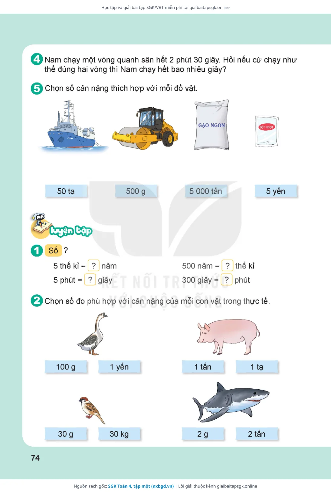 Trang 75 sách giáo khoa SGK Toán 4, tập một thu nhỏ