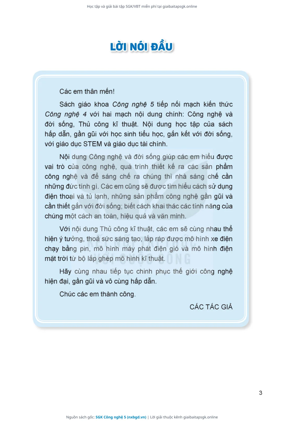 Trang 4 sách giáo khoa SGK Công nghệ 5 thu nhỏ