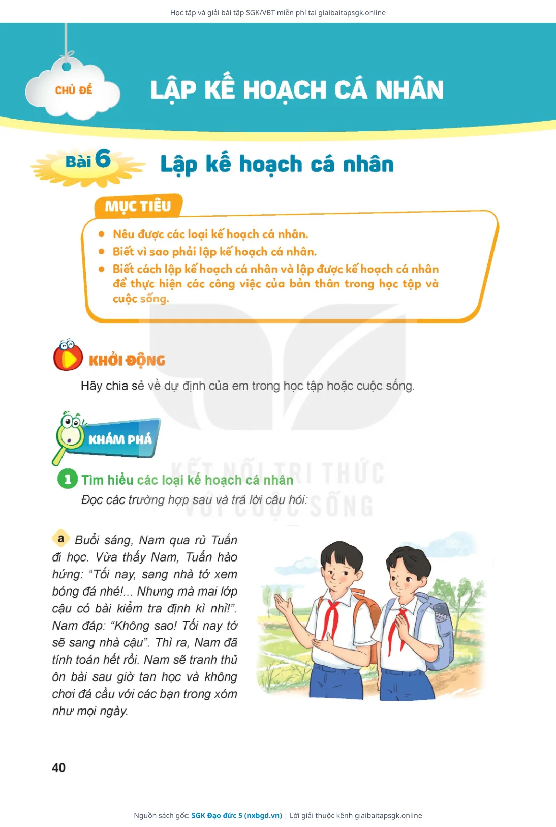 Trang 40 sách giáo khoa SGK Đạo đức 5 bản chuẩn