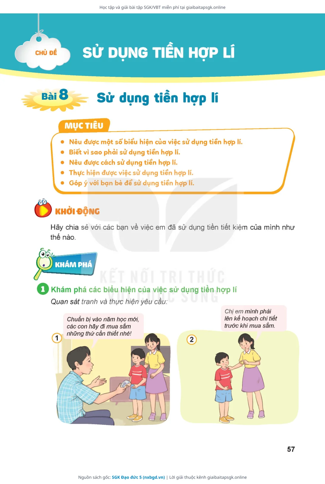Trang 57 sách giáo khoa SGK Đạo đức 5 bản chuẩn